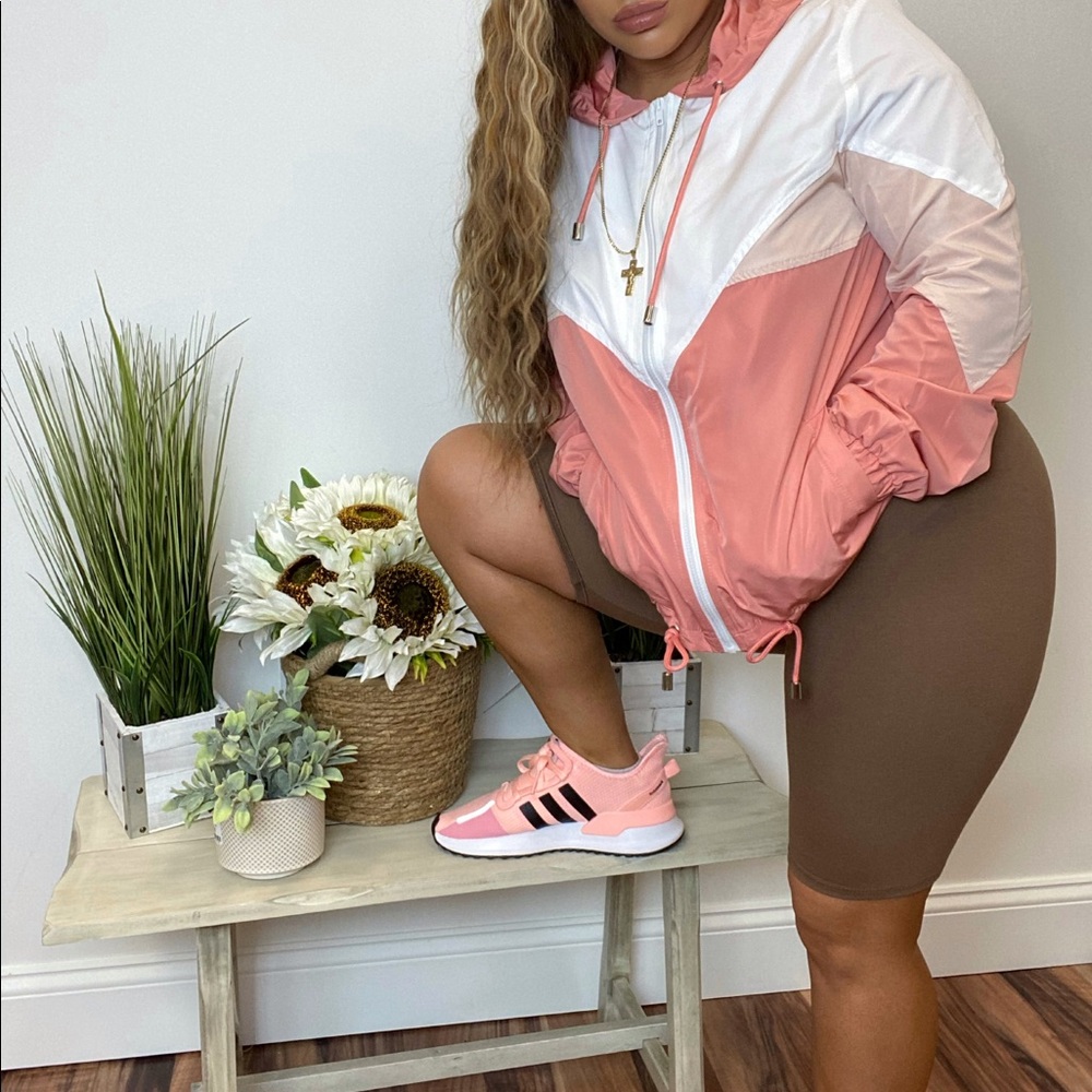 ‼️ Windbreaker Jacket Color Block Stripe Hooded - Picture 3 of 4